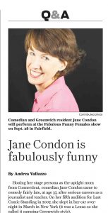 comedian Jane Condon in the Ridgefield Press